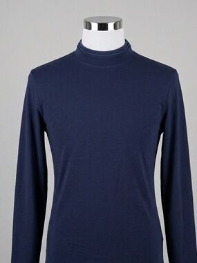 Hart Schaffner Marx Navy Blue Long Sleeve Mock Neck Shirt - Medium